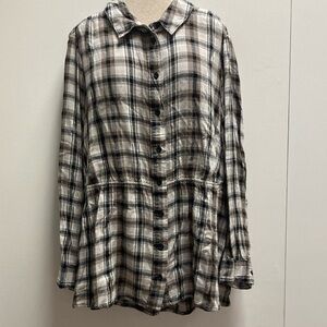 Plaid Button-Up Women's Top